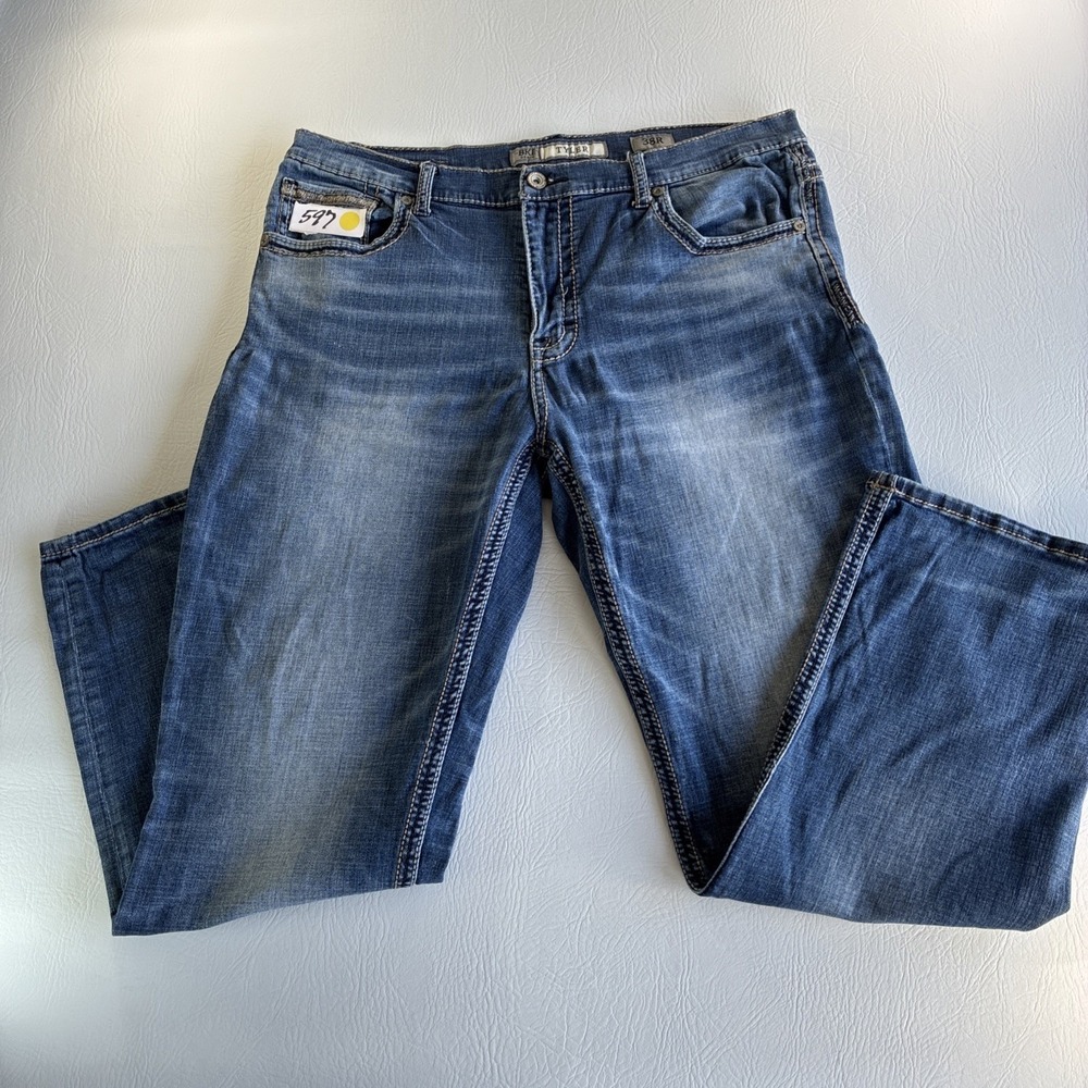 BKE Tyler Straight Leg Men's Size 38R Worn In Whisker Honeycomb Fade ABP23021